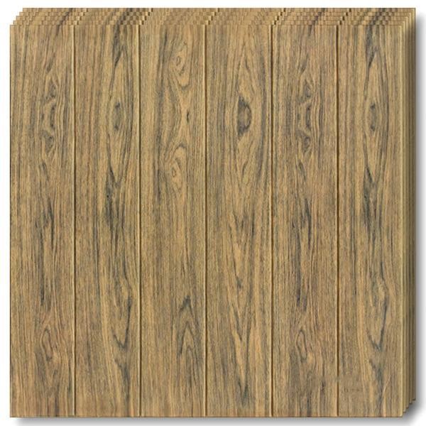 Set 10 Placi Tapet 3D, 70 x 70 cm, Grosime 3 mm, din Rasina, Tip Placi de Lemn, Suprafata Acoperita 4.9 mp, Maro Inchis [3]