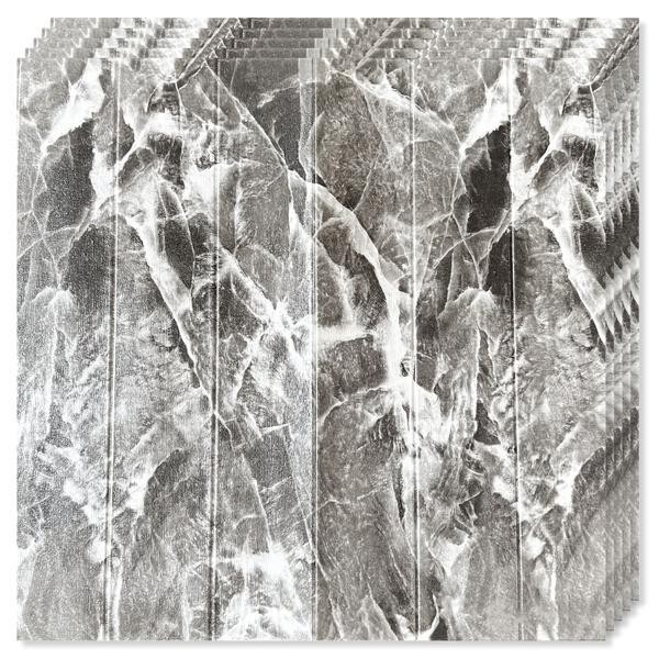 Set 10 Placi Tapet 3D, 70 x 70 cm, Grosime 3 mm, din Rasina, Tip Placi de Lemn, Suprafata Acoperita 4.9 mp, Gri Marmorat [1]