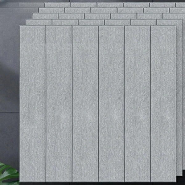 Set 10 Placi Tapet 3D, 70 x 70 cm, Grosime 3 mm, din Rasina, Tip Placi de Lemn, Suprafata Acoperita 4.9 mp, Gri [6]