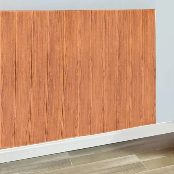 Set 10 Placi Tapet 3D, 70 x 70 cm, Grosime 3 mm, din Rasina, Tip Placi de Lemn, Suprafata Acoperita 4.9 mp, Maro Roscat [2]