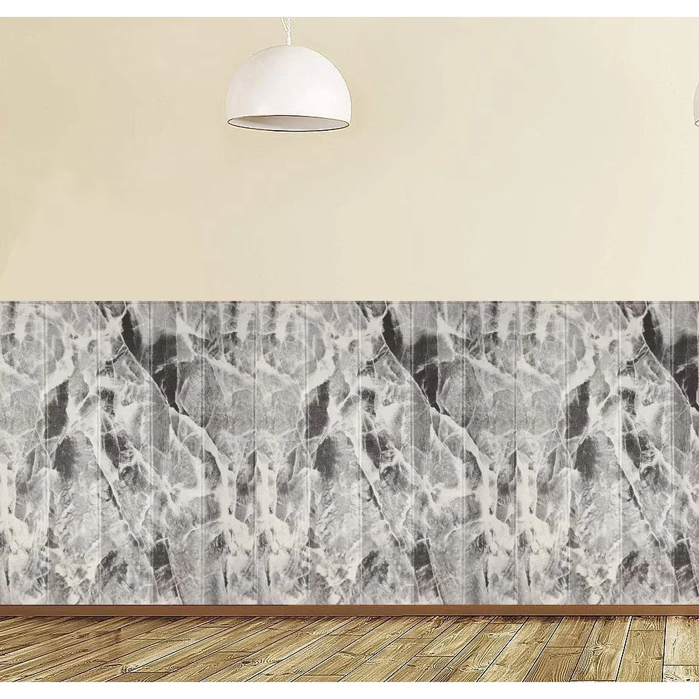 Set 10 Placi Tapet 3D, 70 x 70 cm, Grosime 3 mm, din Rasina, Tip Placi de Lemn, Suprafata Acoperita 4.9 mp, Gri Marmorat [2]