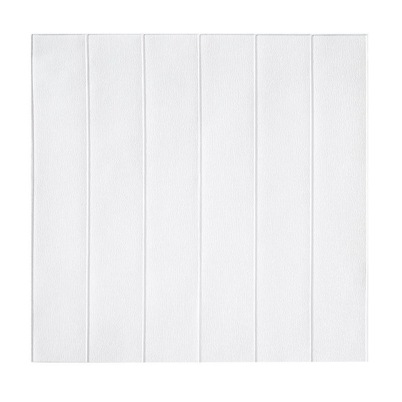 Articole pentru Casa si Curatenie - Set 10 Placi Tapet 3D, 70 x 70 cm, Grosime 3 mm, din Rasina, Tip Placi de Lemn, Suprafata Acoperita 4.9 mp, Alb