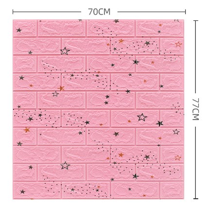 Set 10 Placi Tapet 3D, 70 x 77 cm, Grosime 3 mm, din Polietilena, Tip Caramida, Model Stele, Suprafata acoperita 5.3 mp, Roz [1]