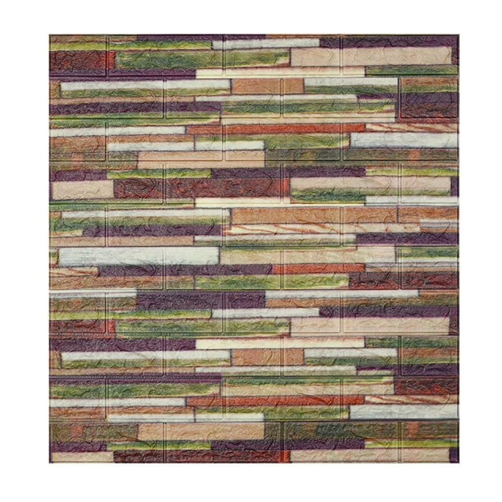 Articole pentru Casa si Curatenie - Set 10 Placi Tapet 3D, 70 x 77 cm, Grosime 3 mm, din Polietilena, Model Caramida, Suprafata acoperita 5.3 mp, Caramida Colorata