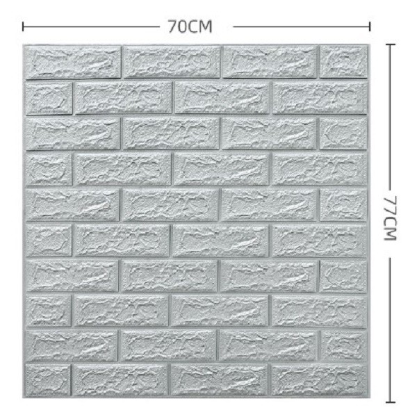 Set 10 Placi Tapet 3D, 70 x 77 cm, Grosime 3 mm, din Polietilena, Model Caramida, Suprafata acoperita 5.3 mp, Argintiu [3]