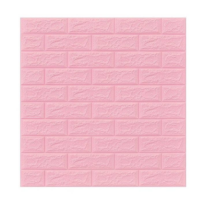 Articole pentru Casa si Curatenie - Set 10 Placi Tapet 3D, 70 x 77 cm, Grosime 3 mm, din Polietilena, Model Caramida, Suprafata acoperita 5.3 mp, Roz