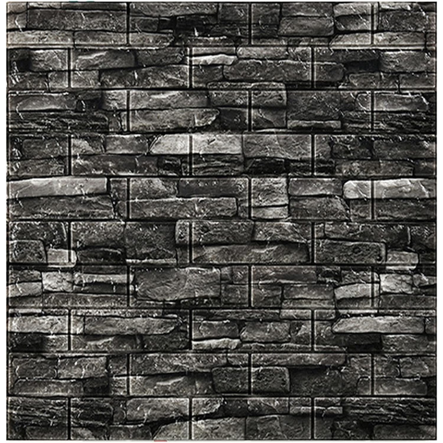 Set 10 Placi Tapet 3D, 70 x 77 cm, Grosime 3 mm, din Polietilena, Model Caramida, Suprafata acoperita 5.3 mp, Gri Inchis [2]