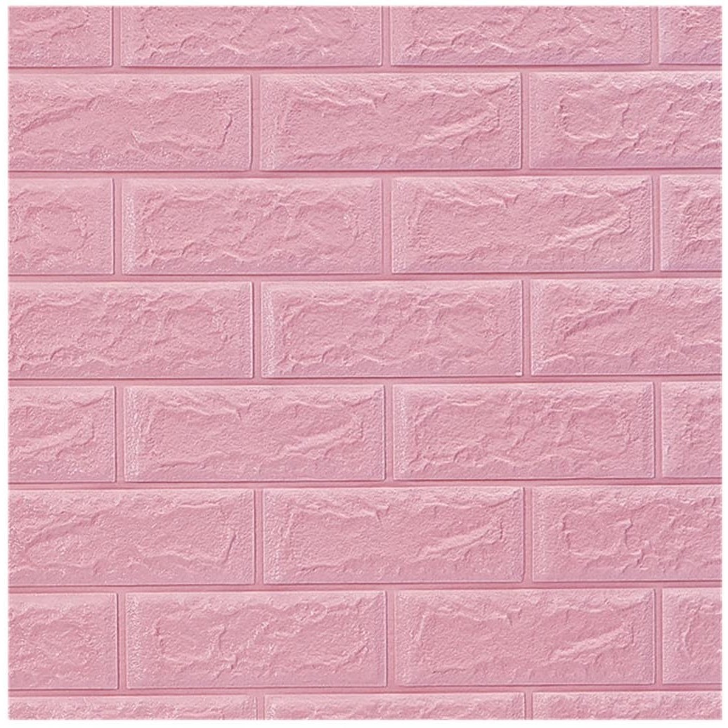 Set 10 Placi Tapet 3D, 70 x 77 cm, Grosime 3 mm, din Polietilena, Model Caramida, Suprafata acoperita 5.3 mp, Roz [5]