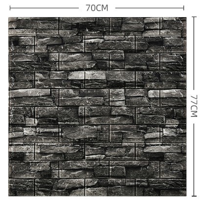 Set 10 Placi Tapet 3D, 70 x 77 cm, Grosime 3 mm, din Polietilena, Model Caramida, Suprafata acoperita 5.3 mp, Gri Inchis [3]