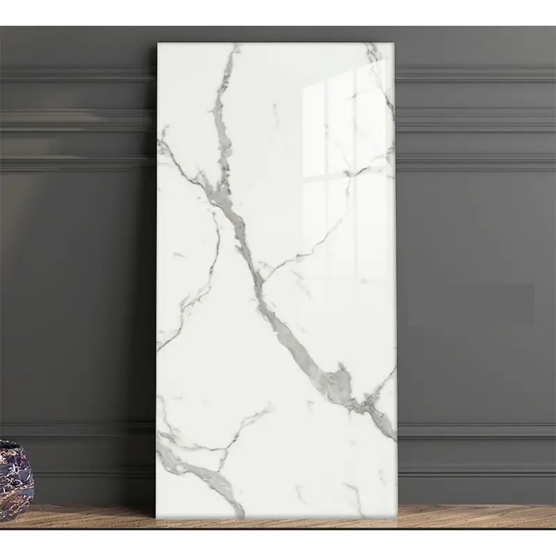 Set 10 Placi Tapet, 60 x 30 cm, Grosime 1.5 mm, din PVC, Model Imitatie de Marmura, Suprafata acoperita 1.8 mp, Gri Deschis [1]