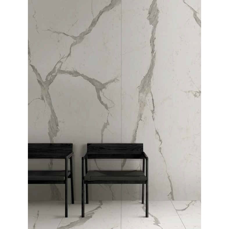 Set 10 Placi Tapet, 60 x 30 cm, Grosime 1.5 mm, din PVC, Model Imitatie de Marmura, Suprafata acoperita 1.8 mp, Gri Deschis [3]