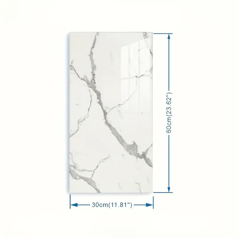 Set 10 Placi Tapet, 60 x 30 cm, Grosime 1.5 mm, din PVC, Model Imitatie de Marmura, Suprafata acoperita 1.8 mp, Gri Deschis [2]