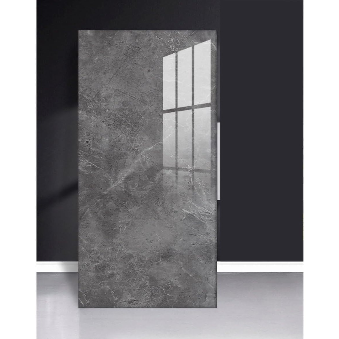 Set 10 Placi Tapet, 60 x 30 cm, Grosime 1.5 mm, din PVC, Model Imitatie de Marmura, Suprafata acoperita 1.8 mp, Gri Inchis [1]