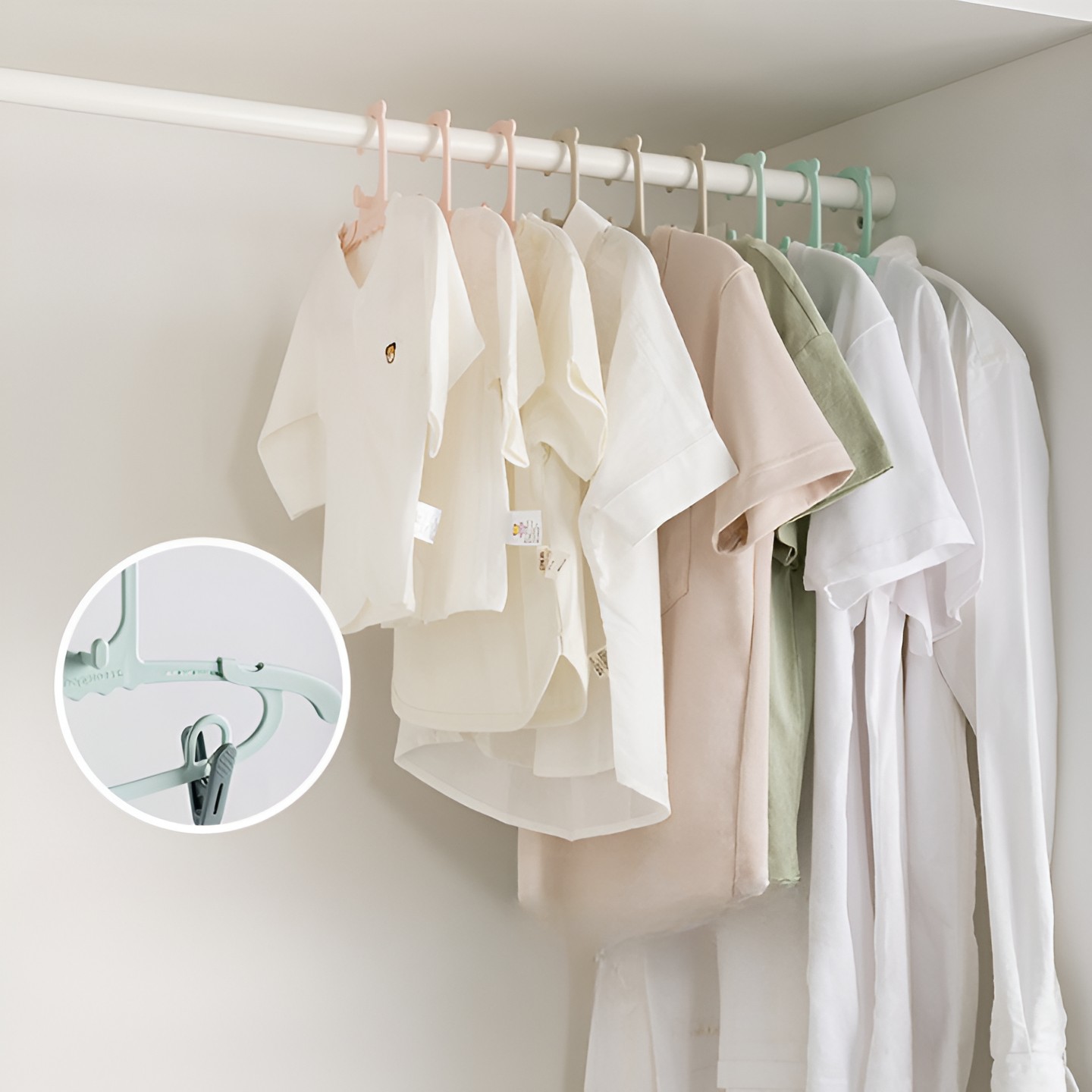 Set 10 de Cleme pentru Haine, de Prindere pentru Pantaloni, Atasabile la Umerase, 1.6x2.3x6.35 cm, Verde [2]