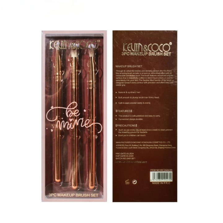 Set 3 Pensule de Machiaj, Portabile, pentru Fard de Ochi, din Par Sintetic Moale, Auriu, 16.5x6.5x1.6 cm [5]