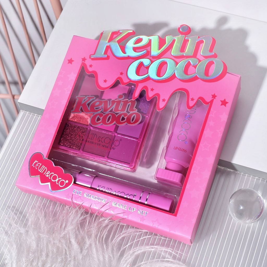 Set 3 Produse de Machiaj, KEVIN &amp;amp; COCO, Pink Ice Star, 9 culori, 15.5 x 13 x 3.4 cm [3]