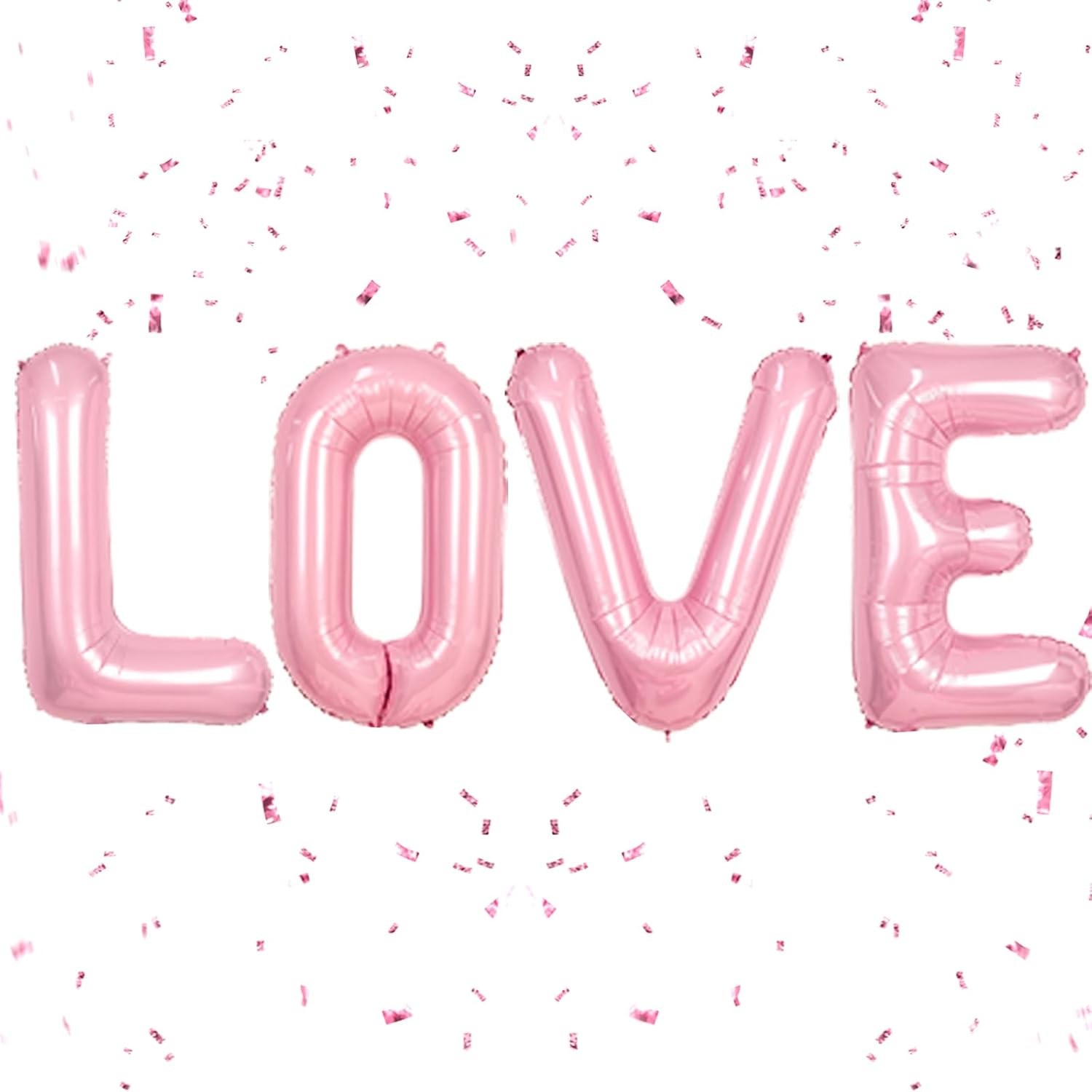 Set 4 Baloane din Folie Metalizata, Figurine Litere, Model Scris Love, Tema Iubire, 80 cm, Ambalaj Individual, Pai Inclus, Umflare cu Aer sau Heliu, Roz [2]