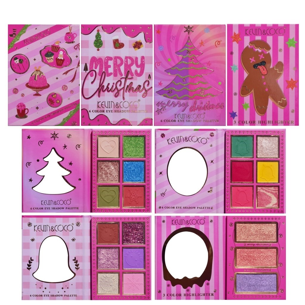Set 4 Palete de Machiaj, KEVIN &amp; COCO, Christmas Jingle, 21 culori, 27.3 x 20.8 x 2.4 cm [6]