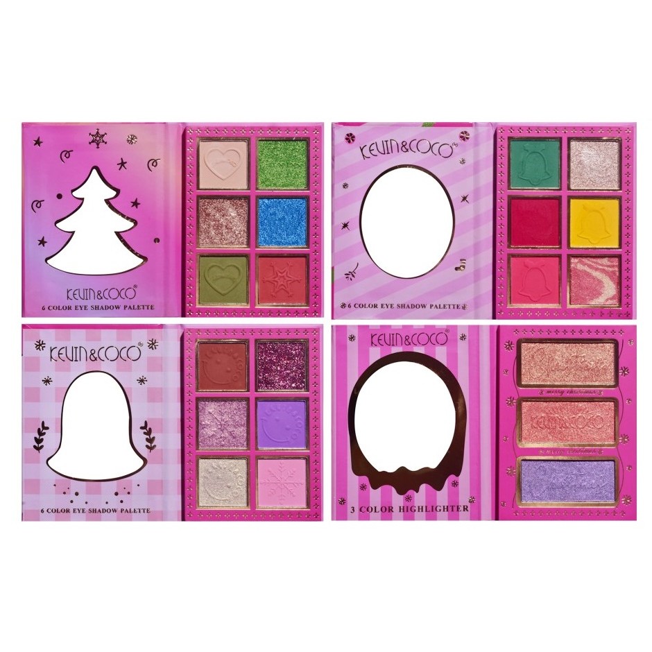 Set 4 Palete de Machiaj, KEVIN &amp; COCO, Christmas Jingle, 21 culori, 27.3 x 20.8 x 2.4 cm [5]