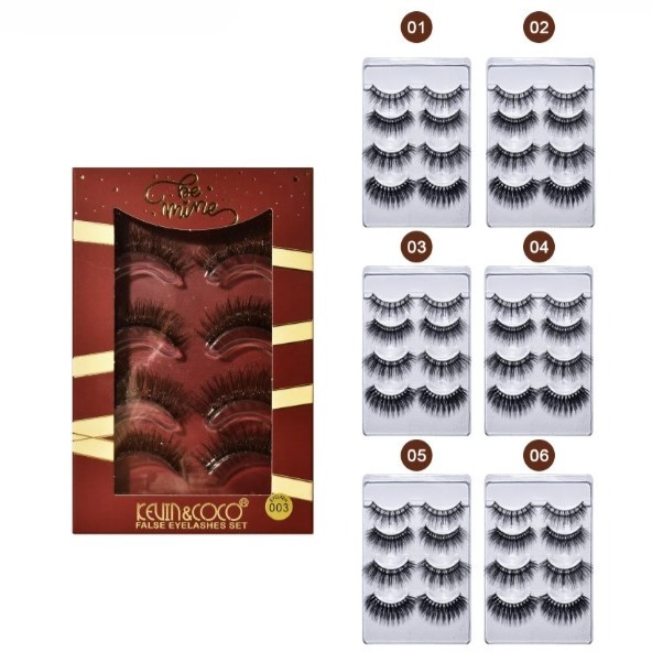 Accesorii Machiaj si Trimmere - Set 4 Perechi de Gene False, KEVIN &amp;amp; COCO, Marimea 4