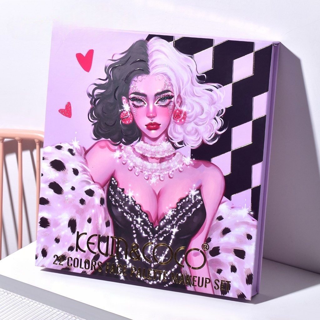 Set 4 Produse de Machiaj, KEVIN &amp;amp; COCO, Black-White Witch, 22 culori, 19.7 x 21.2 x 2.5 cm [1]