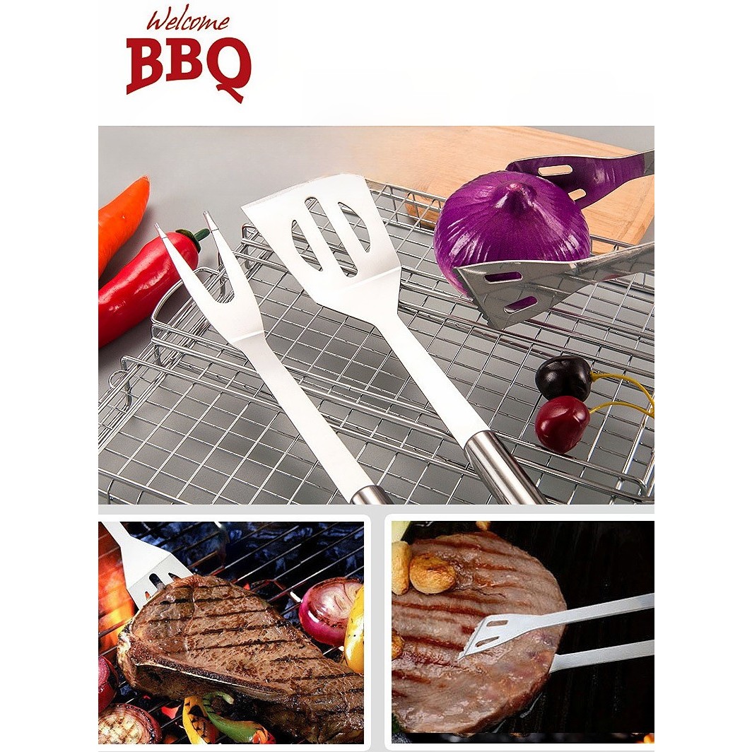 Set 5 Ustensile pentru Gratar, din Otel Inoxidabil, Geanta Oxford, Argintiu [4]