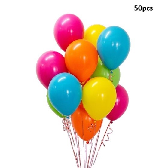 Set 50 Baloane din Latex Metalizate, Model Party, 30 cm, Multicolore, 2.4 g [1]