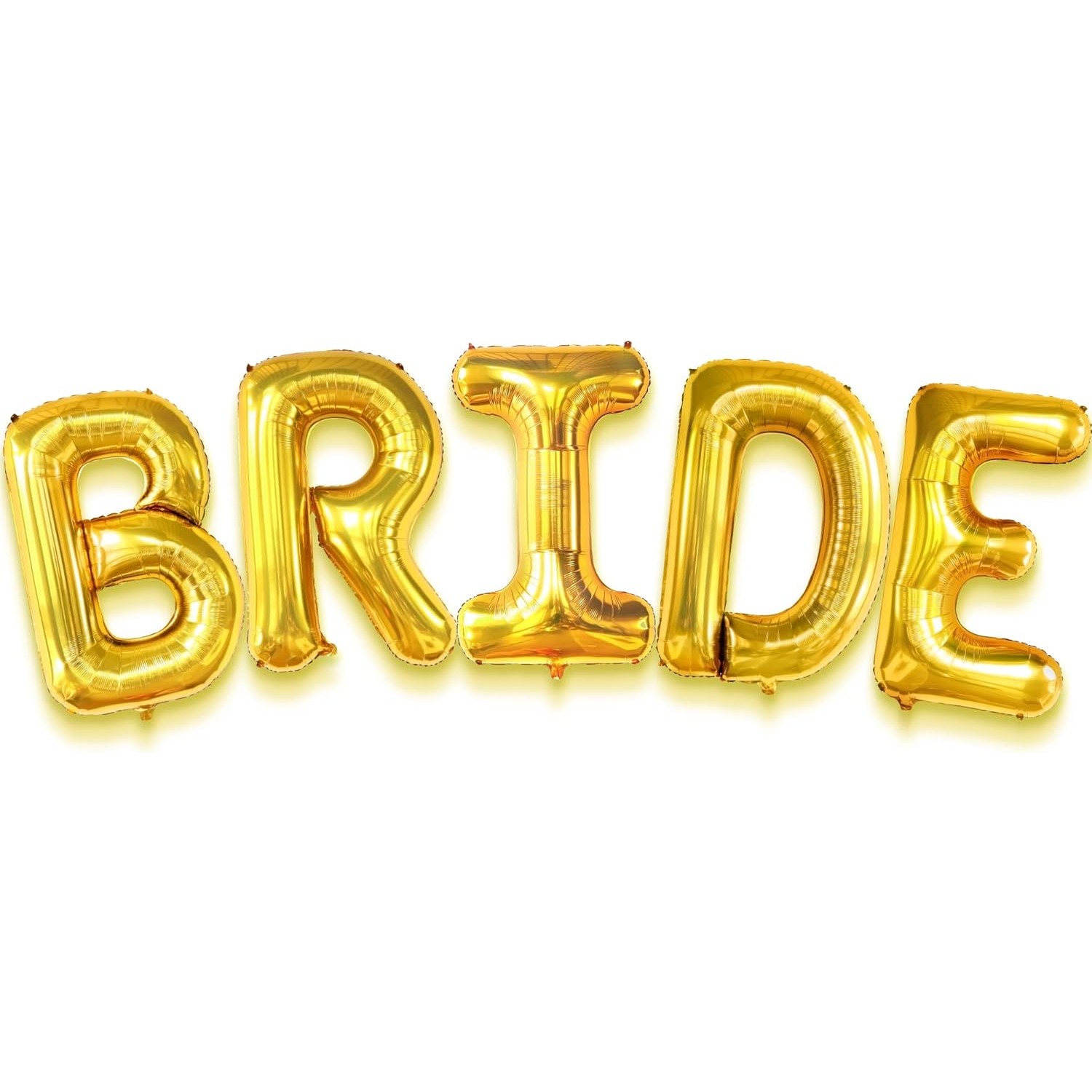 Set Baloane din Folie Metalizata, Model Scris Bride, Litere de 40 cm, Tema Iubire, Baloane Party, Ambalaj Individual, Pai Inclus, Umflare cu Aer sau Heliu, Auriu [5]