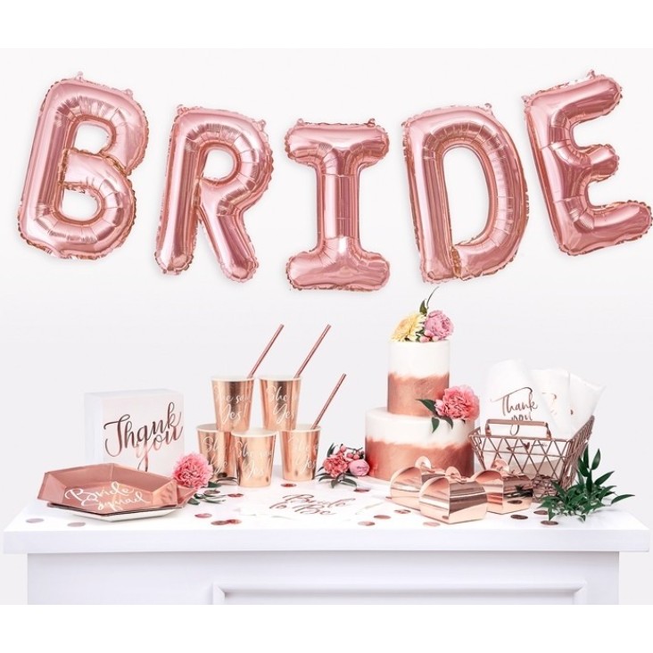 Set Baloane din Folie Metalizata, Model Team Bride, Litere de 40 cm, Tema Iubire, Baloane Party, Ambalaj Individual, Pai Inclus, Umflare cu Aer sau Heliu, Roz [2]