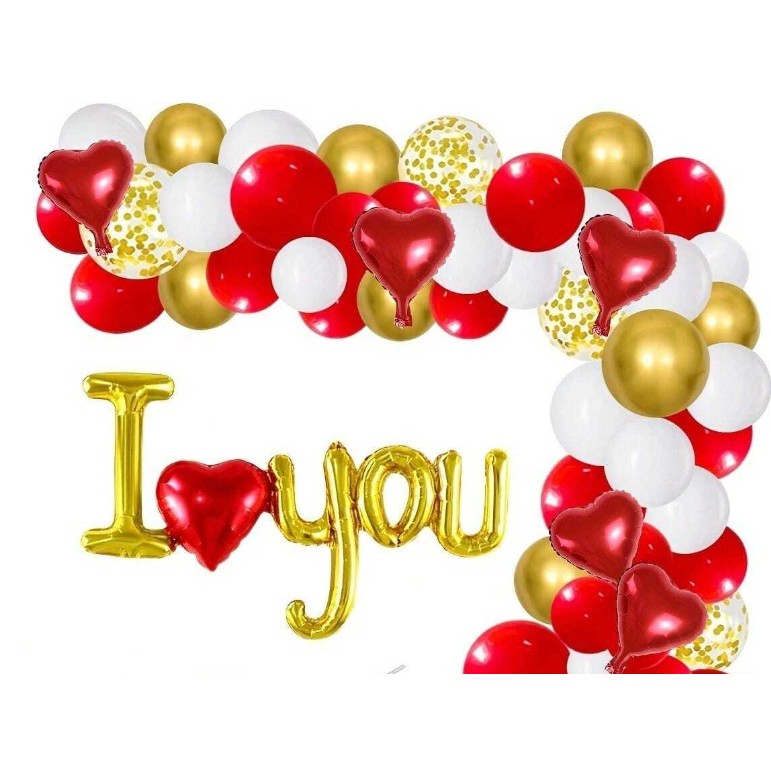 Set Baloane Folie Metalizata, Model I LOVE YOU cu Inimioara, 54x97 cm, Tematica Ziua Îndr?gosti?ilor, Ambalaj Individual, Pai Inclus, Umflare cu Aer sau Heliu, Auriu [1]