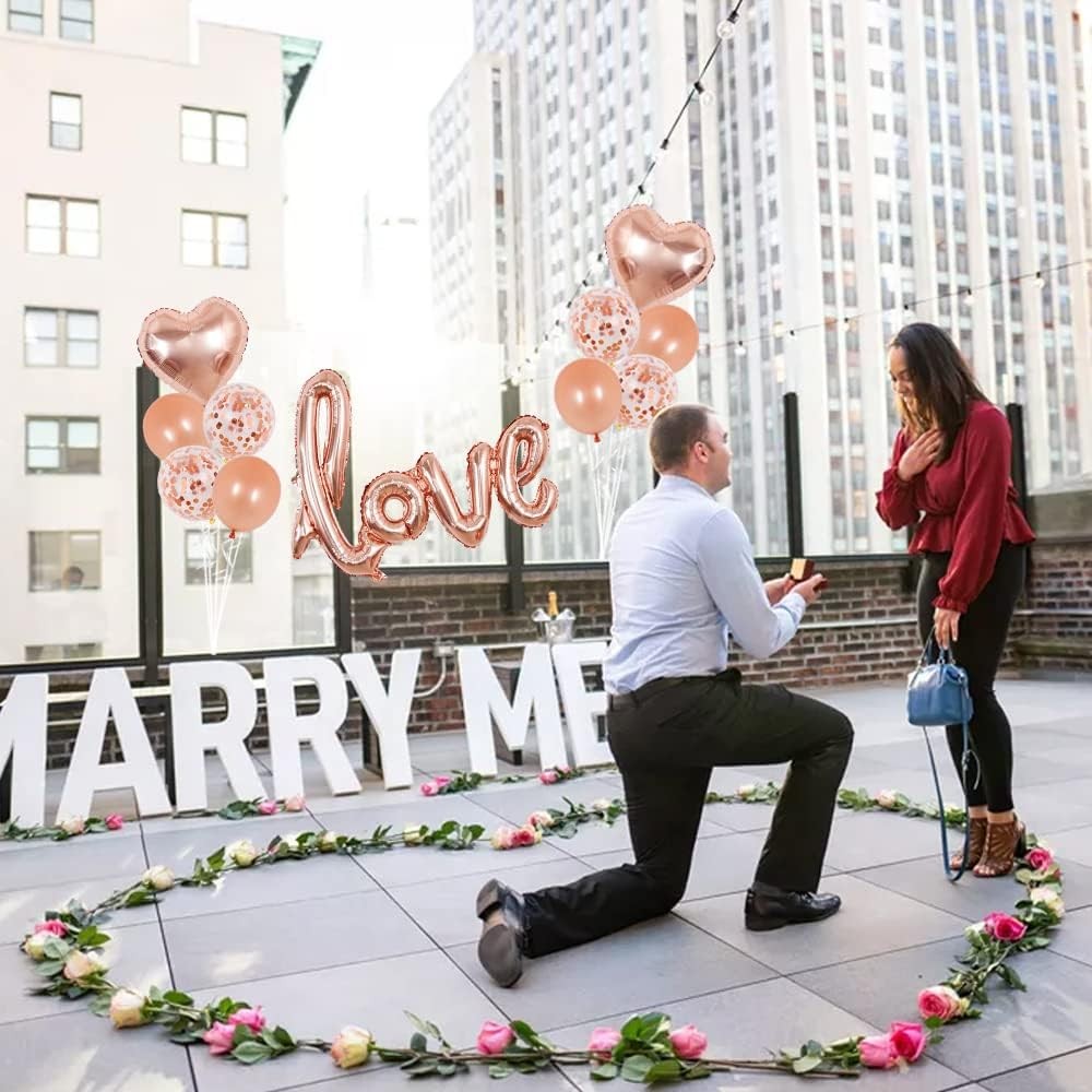 Balon din Folie Metalizata, Model Love scris de mana, 102x65 cm, Tematica Ziua Îndr?gosti?ilor, Ambalaj Individual, Pai Inclus, Umflare cu Aer sau Heliu, Rose Gold [3]