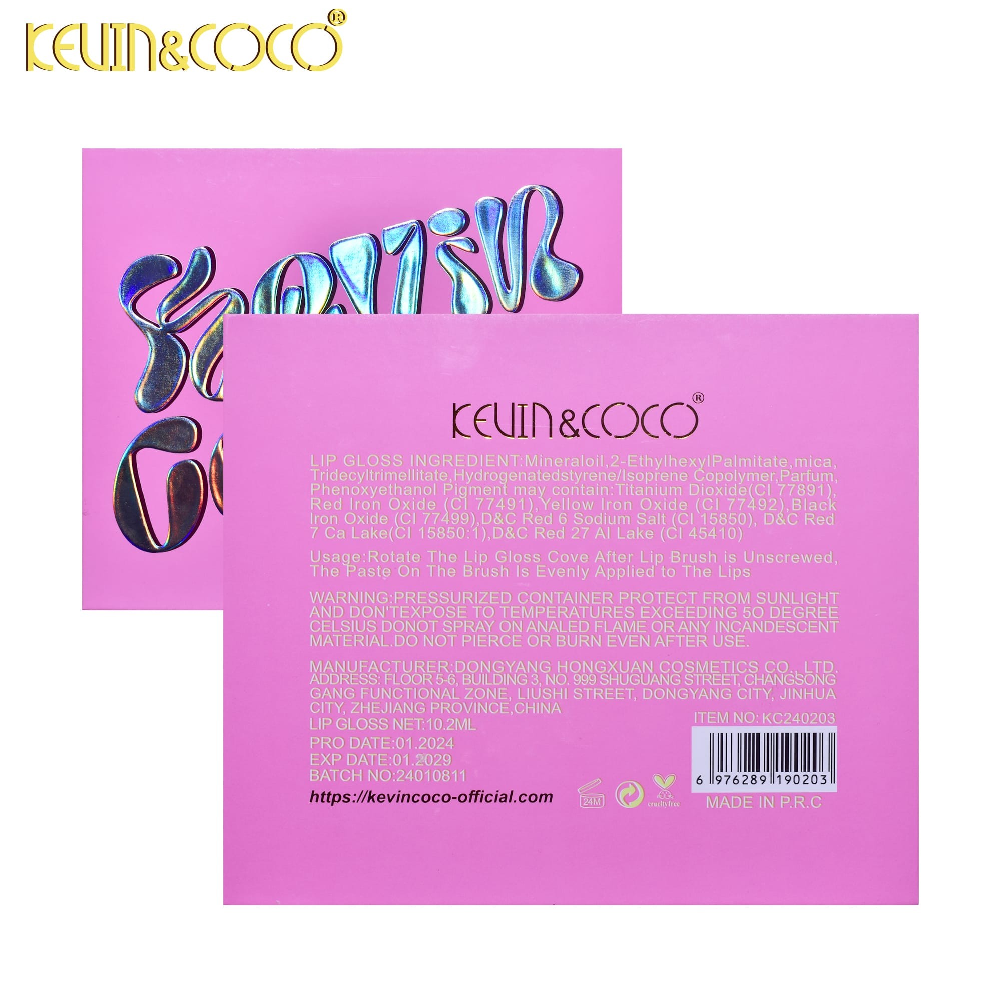 Set de Buze, KEVIN &amp;amp; COCO, Pink Girl, 6 Lip Gloss-uri, 17 x 14.8 x 2.9 cm, Roz/Maro [8]