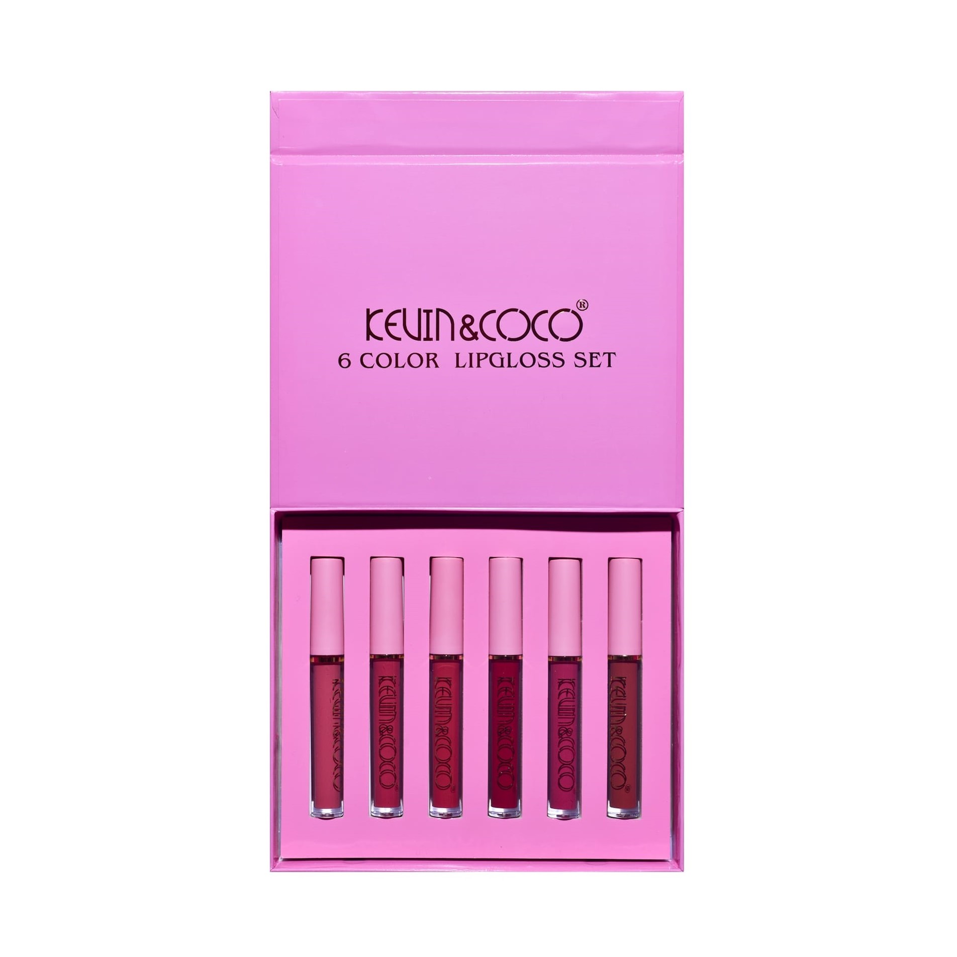 Set de Buze, KEVIN &amp;amp; COCO, Pink Girl, 6 Lip Gloss-uri, 17 x 14.8 x 2.9 cm, Roz/Maro [6]