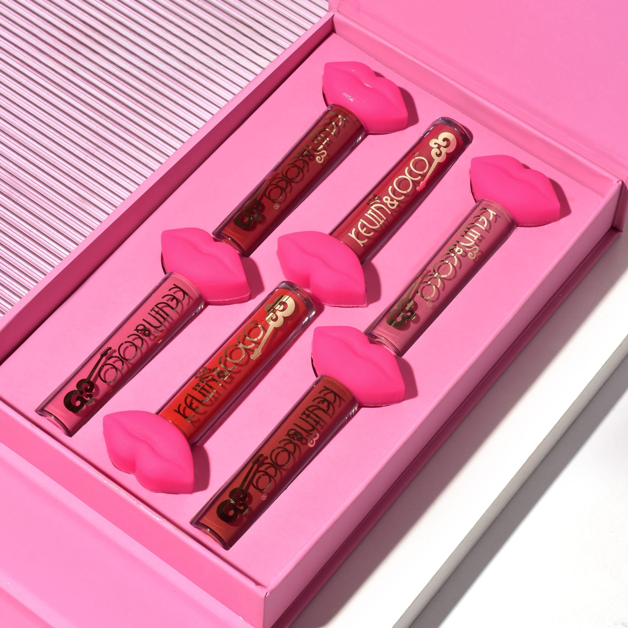 Set de Buze, KEVIN &amp; COCO, Punk Rock, 6 Lip Gloss-uri, 19.3 x 12 cm, Roz/Maro [6]