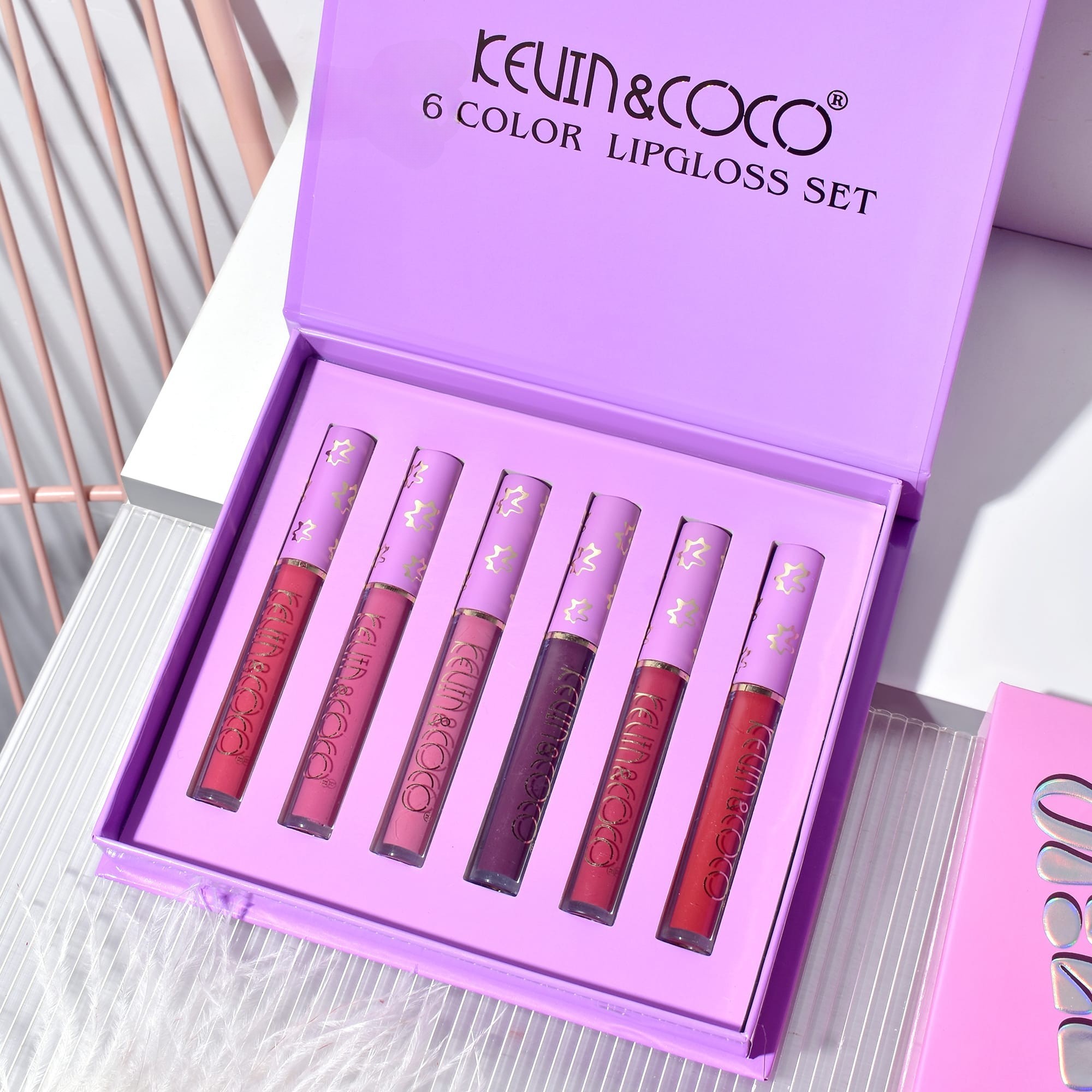 Set de Buze, KEVIN COCO, Violet Girl, 6 Lip Gloss-uri, 17 x 14.8 x 2.9 cm, Roz/Rosu/Mov [2]