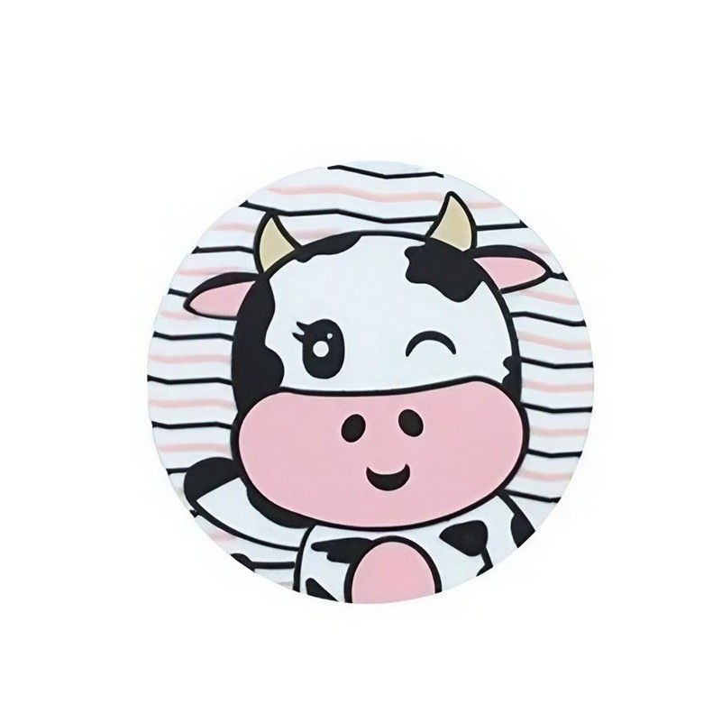 Accesorii Bucătărie - Suport pentru Pahar, Model Vacuta, din PVC, 10 cm, Rezistent la Caldura, Alb/Negru