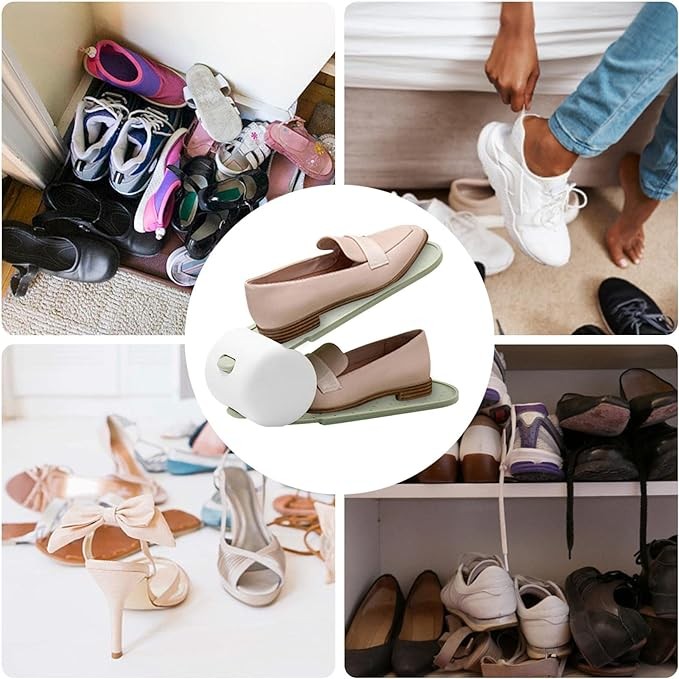 Suport pentru Pantofi, cu Dou? Straturi, Organizator, Antiderapant ?i Durabil, In?l?ime Reglabil?, 28x18x11 cm, Verde, 150 g [3]