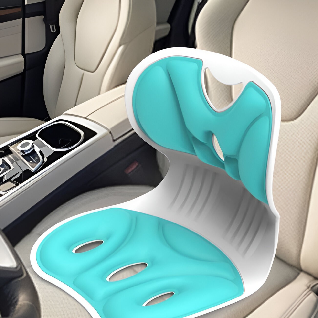 Suport pentru Scaun, pentru Corectarea Posturii, Portabil, Ergonomic, Ameliorare Durere, Respirabil, 36x34x33 cm, Marime L, Verde [10]