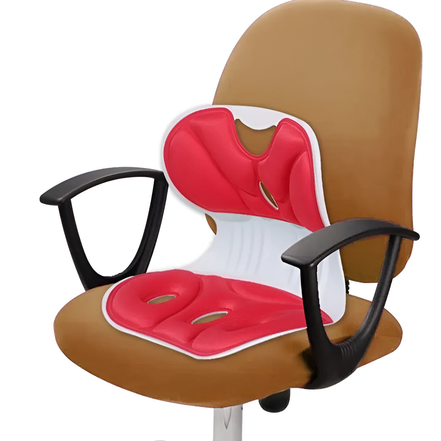 Suport pentru Scaun, pentru Corectarea Posturii, Portabil, Ergonomic, Ameliorare Durere, Respirabil, 32x29x28 cm, Marime S, Rosu [3]