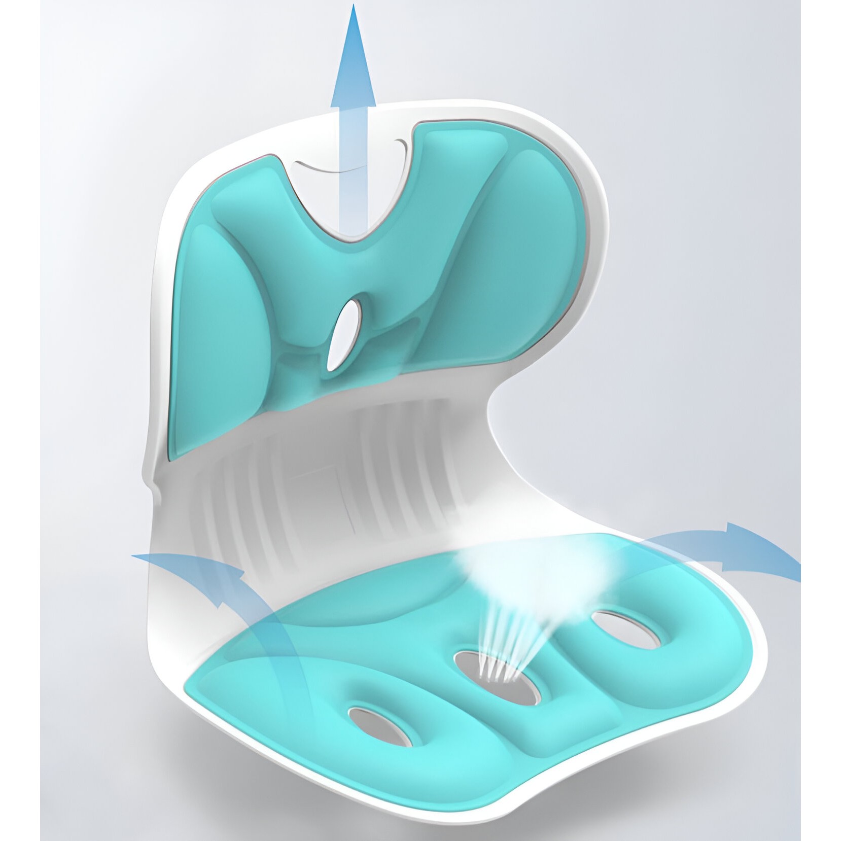 Suport pentru Scaun, pentru Corectarea Posturii, Portabil, Ergonomic, Ameliorare Durere, Respirabil, 36x34x33 cm, Marime L, Verde [9]