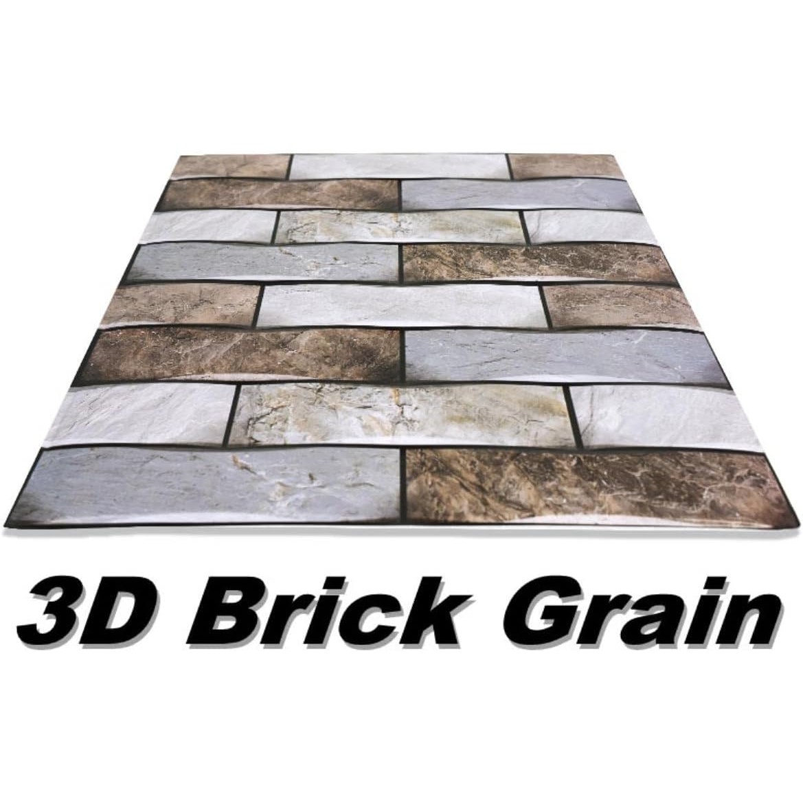 10 x Placi Tapet Autocolant 3D cu Imitatie de Marmura, pentru Perete Bucatarie Sufragerie, Usor de Curatat, Rezistent la Apa, Autoadeziv, 30x30 cm, Gri Maro Bej [6]