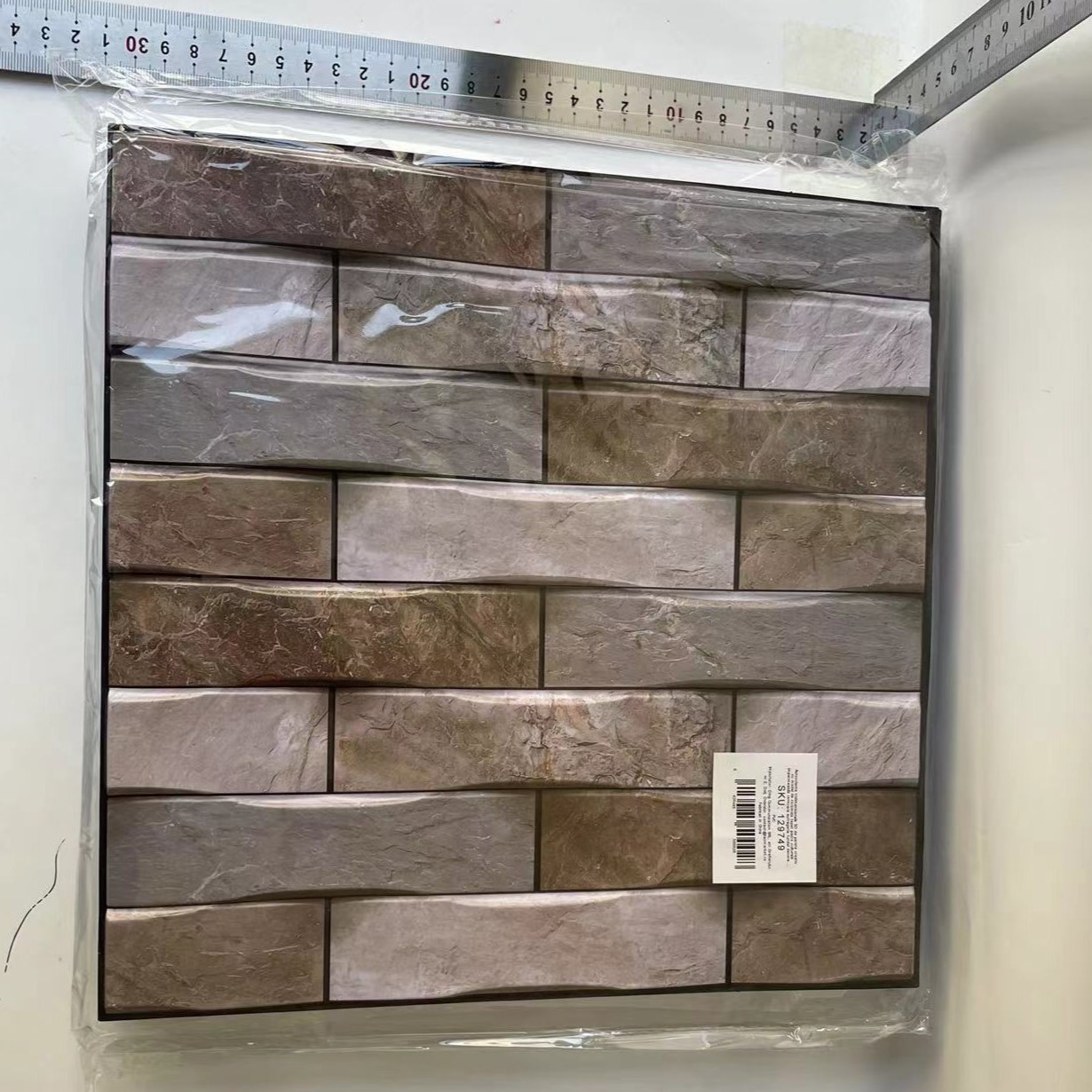 10 x Placi Tapet Autocolant 3D cu Imitatie de Marmura, pentru Perete Bucatarie Sufragerie, Usor de Curatat, Rezistent la Apa, Autoadeziv, 30x30 cm, Gri Maro Bej [5]