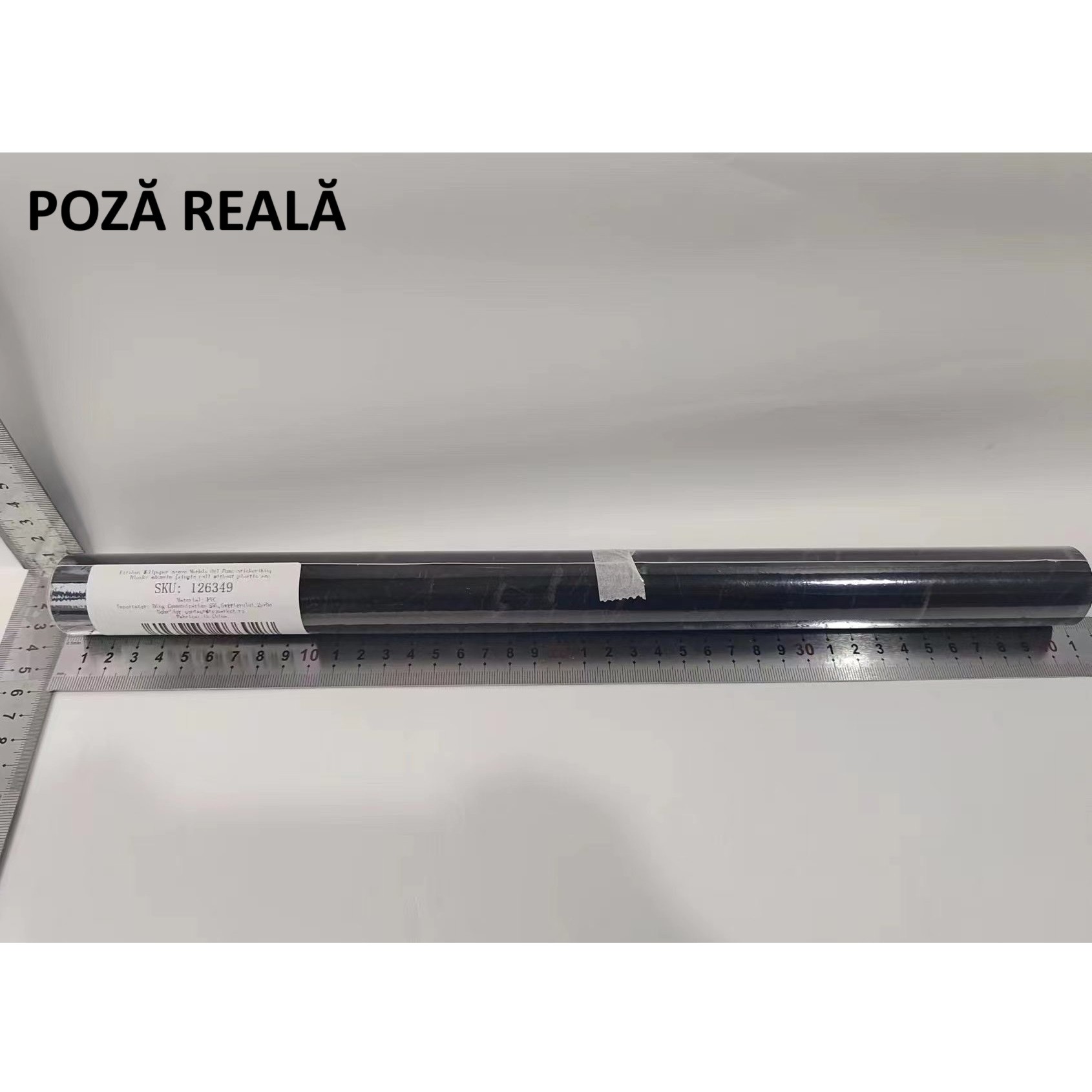 Tapet Autocolant pentru Bucatarie, Rola cu Efect de Marmura, Folie Autoadeziva, 40cmx100cm, Negru [3]