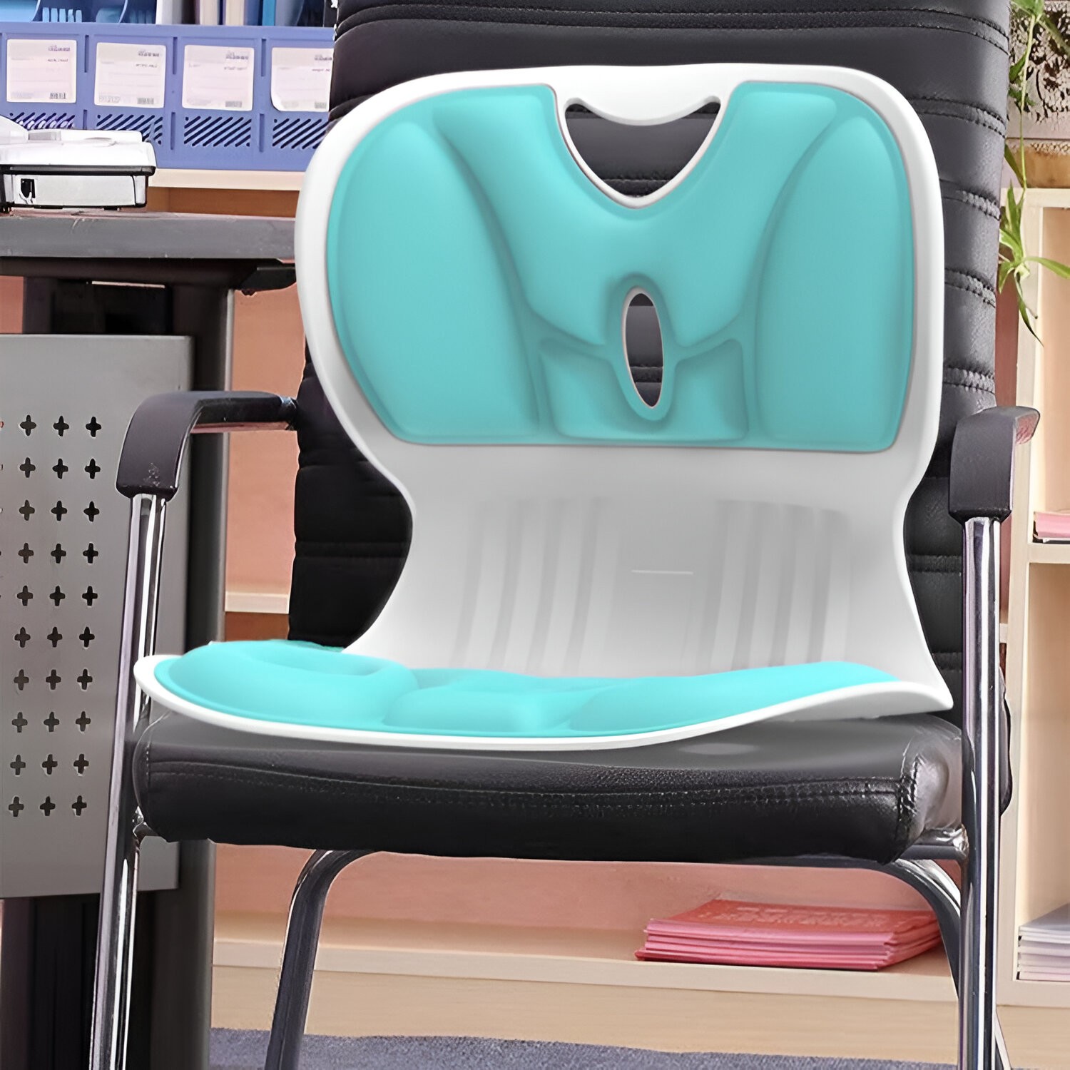 Suport pentru Scaun, pentru Corectarea Posturii, Portabil, Ergonomic, Ameliorare Durere, Respirabil, 32x29x28 cm, Marime S, Verde [8]