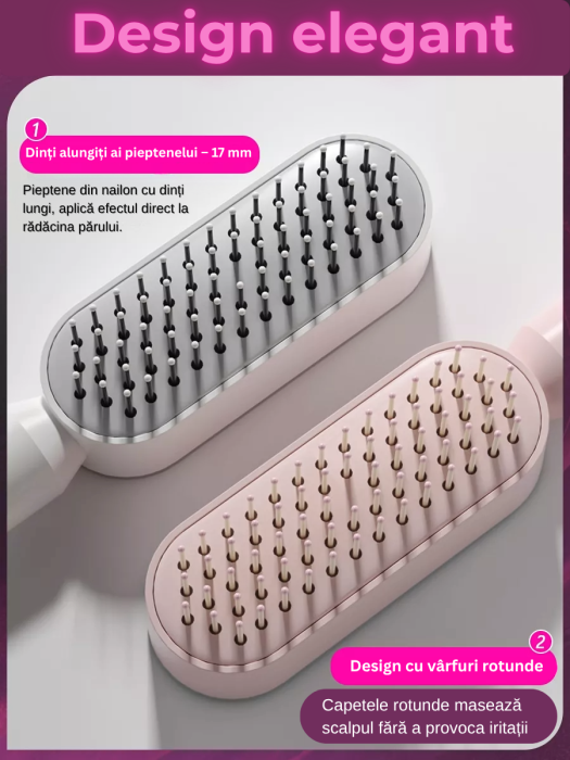 Pieptene auto-curăţare cu masaj pentru scalp şi efect antistatic [7]
