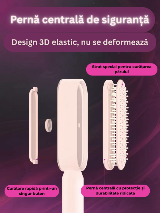 Pieptene auto-curăţare cu masaj pentru scalp şi efect antistatic [3]