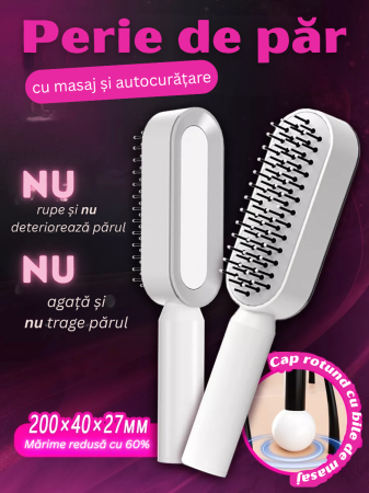 Îngrijire personală - Pieptene auto-curăţare cu masaj pentru scalp şi efect antistatic