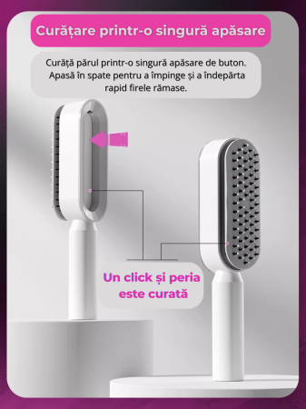 Pieptene auto-curăţare cu masaj pentru scalp şi efect antistatic [3]