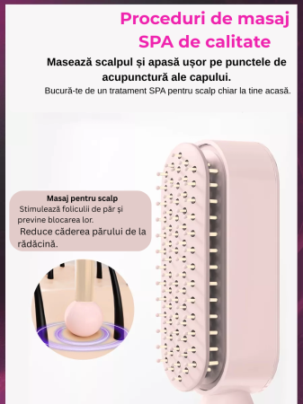 Pieptene auto-curăţare cu masaj pentru scalp şi efect antistatic [4]