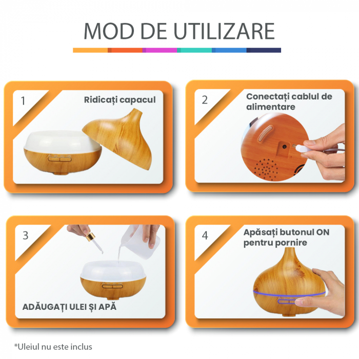 Difuzor aromaterapie cu uleiuri esentiale - lemn deschis [5]